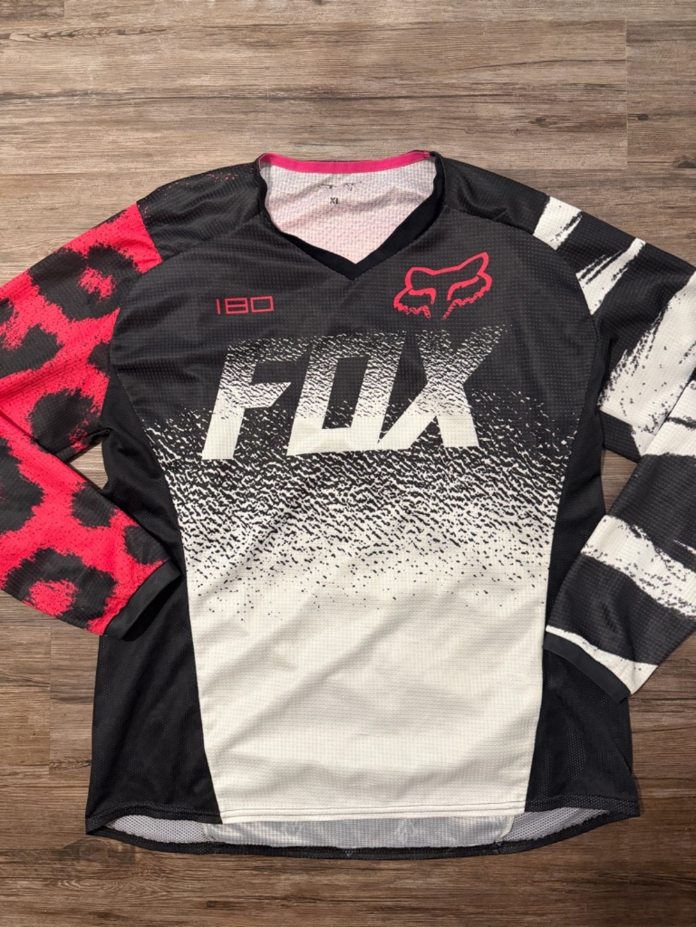 Fox Women's Black White and Pink Moto Jersey